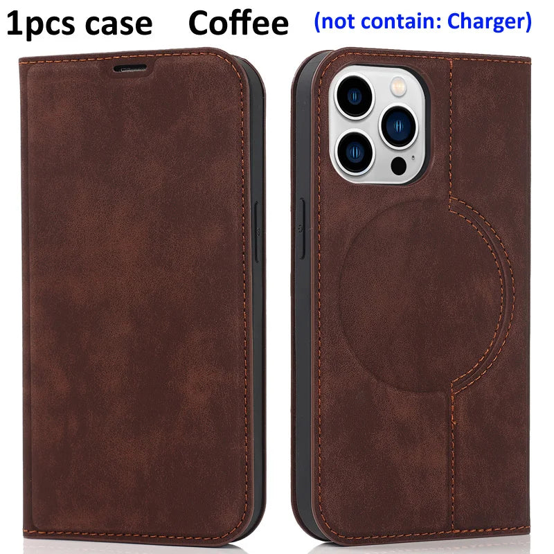 For Magsafe Wallet Leather Flip Case For iPhone 12 13 14 15 16 Pro Max mini Magnetic Wireless Charging Book Folio Cover