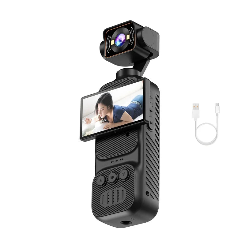 2K Handheld Gimbal Stabilizer for Pocket Action Cameras, USB-C Fast Charging, Portable Smooth Stabilized Footage
