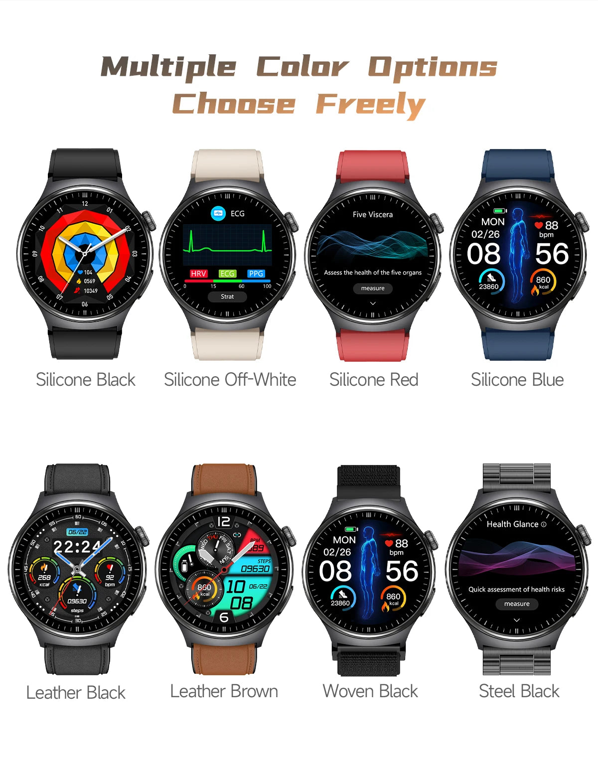 2026 New Accurate Diagnosis ECG Smart Watch Body Fat Blood oxygen BP Health Sport HD AMOLED Screen call Smart watch Men Women