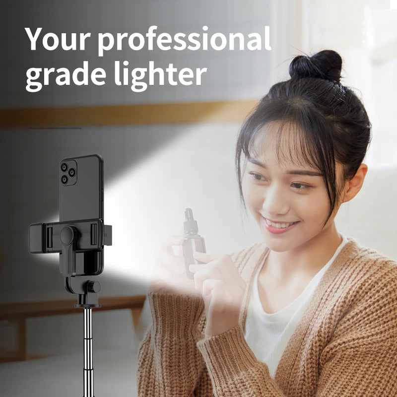 Portable Bluetooth Selfie Stick Retractable Multifunctional Phone Holder Tripod With Selfie Light Wireless Remote Shutter Stand