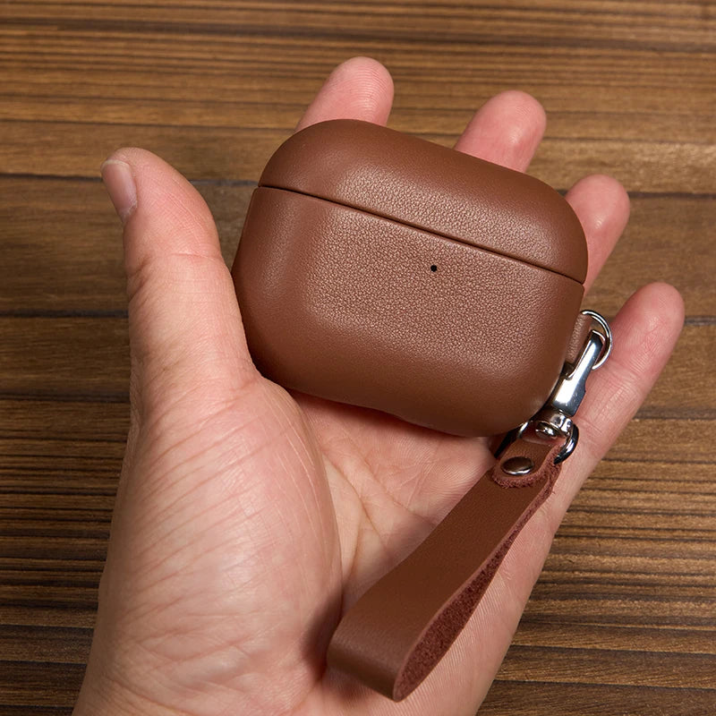 Genuine Leather for Apple AirPods Pro 3 Case Luxury Sheep Skin Protective Cover for AirPods Pro 3rd Generation 2025 Coffee Color