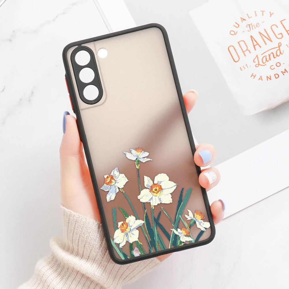 For Samsung S24 S22 S26 Ultra Case Cover Samsung Galaxy S25 S23 Ultra S21 Plus S20 FE Note 20 Ultra Lavender Flowers Clear Cases