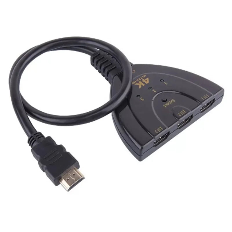 3 in 1 4K HDMI-compatible Splitter Cable HDTV 4K Video Switcher Adapter 3 Input 1 Output Port Hub For PC TV Projector Monitor