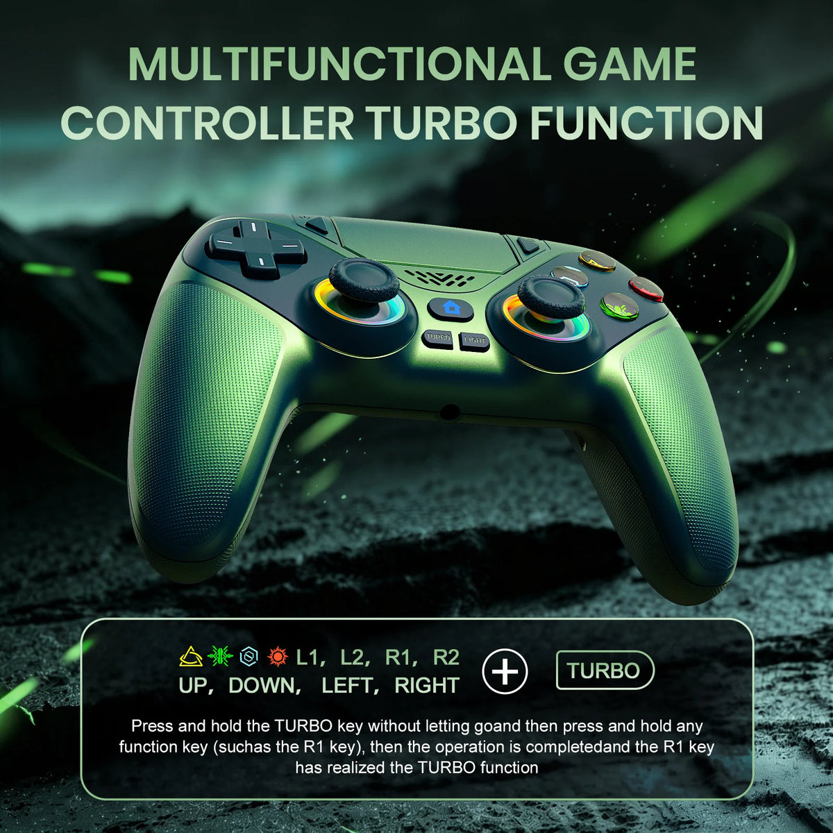 Controller For Playstation5 PS5/PS5 Pro/Slim/PC,RGB Wireless Gamepad Hall Effect Trigger Marco/Turbo Anti-Drift Game Joystick