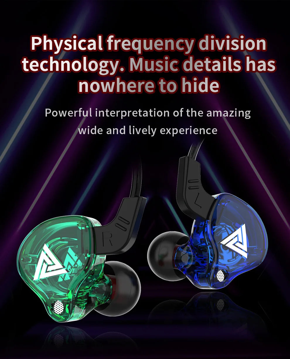 QKZ AK6 Sports In-Ear Earphones with Remote Control Microphone Heavy Bass HiFi Wired Earbuds for iPhone Samsung