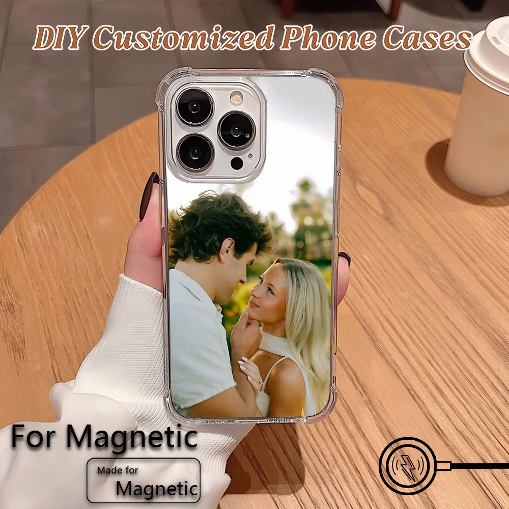 DIY Photo Customized Magnetic Phone Case for iPhone 18 17 16e 16 15 14 13 12 11 8 7 Air Plus Mini Pro Max XSMax Anti Fall Cover