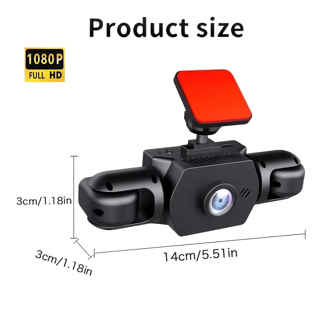 3/4-Lens 360° Panoramic Dash Cam, IR Night Vision, Auto Loop Recording, G-Sensor Motion Detection, 12H/24H Continuous Recording