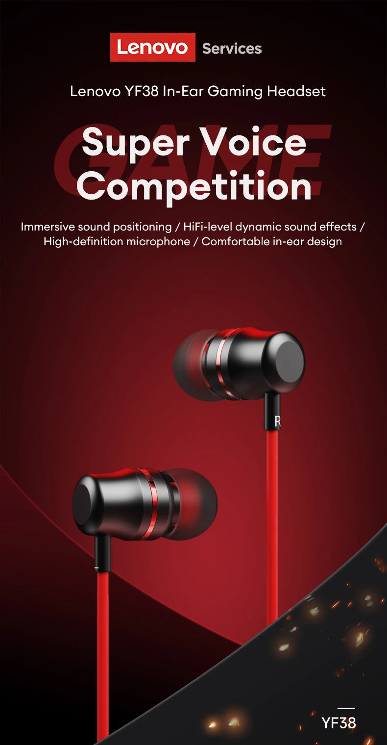 Lenovo YF38 Wired Headphones Type-C/3.5mm With Wire Control In-ear Wired Earphones With Mic For Laptop Computer Tablet Phone