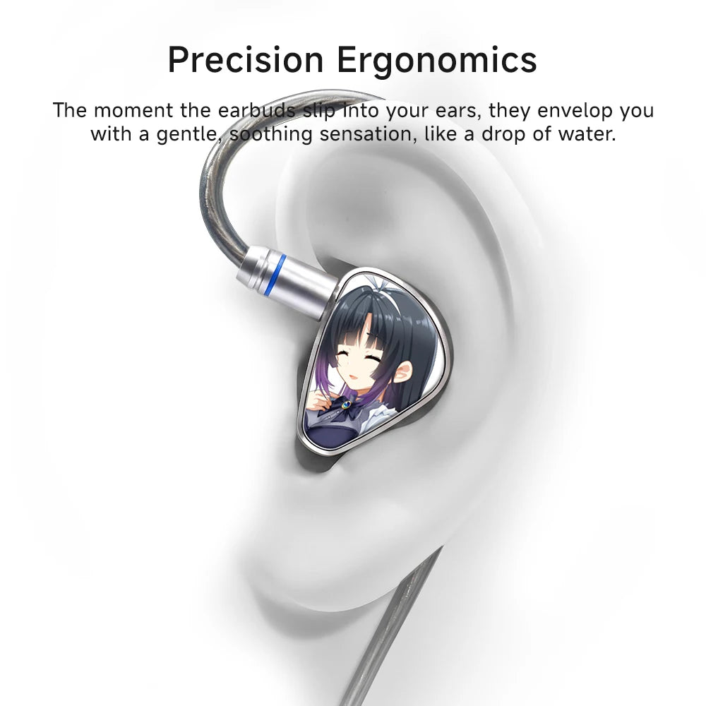 CVJ KIRA HiFi IEM In-Ear Earphones Wired Detachable Cable 3.5mm Type-C 4.4mm Balanced Earbuds For Music Gaming Anime Design