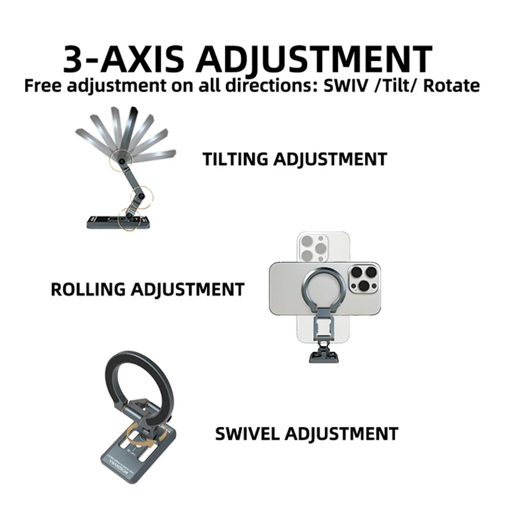 Dual Magnetic Phone Holder Desk Magnet Tripod Phone Mount 1/4'' & ARCA-Swiss Gym Mount for for iPhone Android Car/Airplane Stand