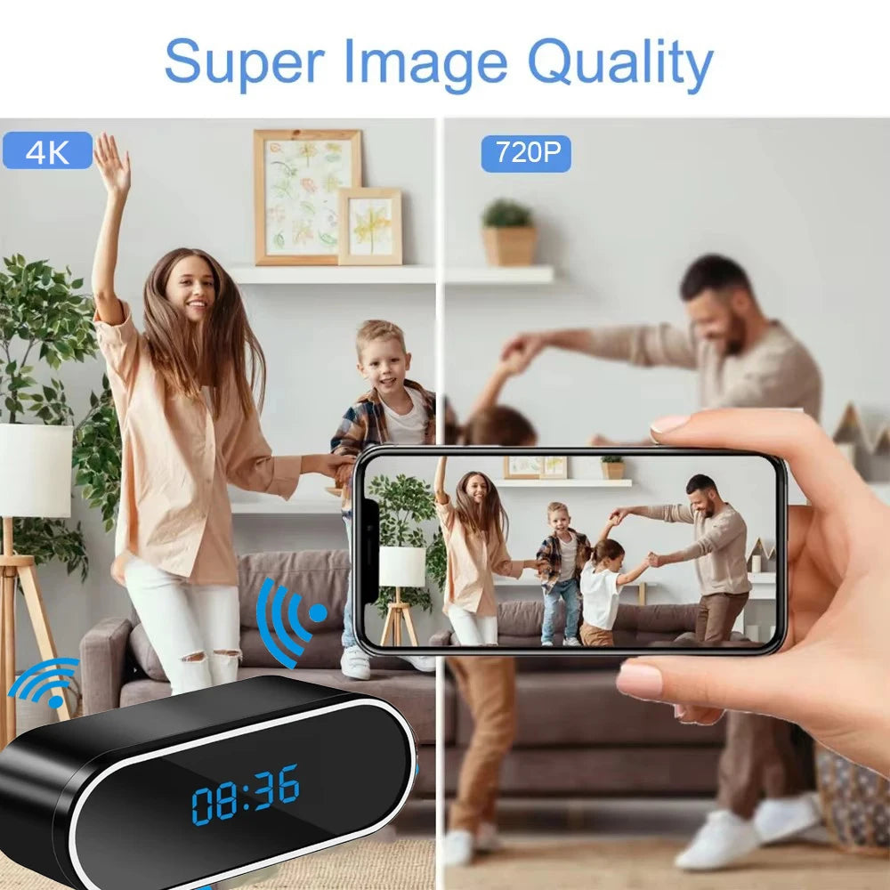 HD4K, New Wi Fi Mini Clock Camera, Upgraded Remote Viewing, Sports Detection, Infrared Night Vision, Home HD Camera