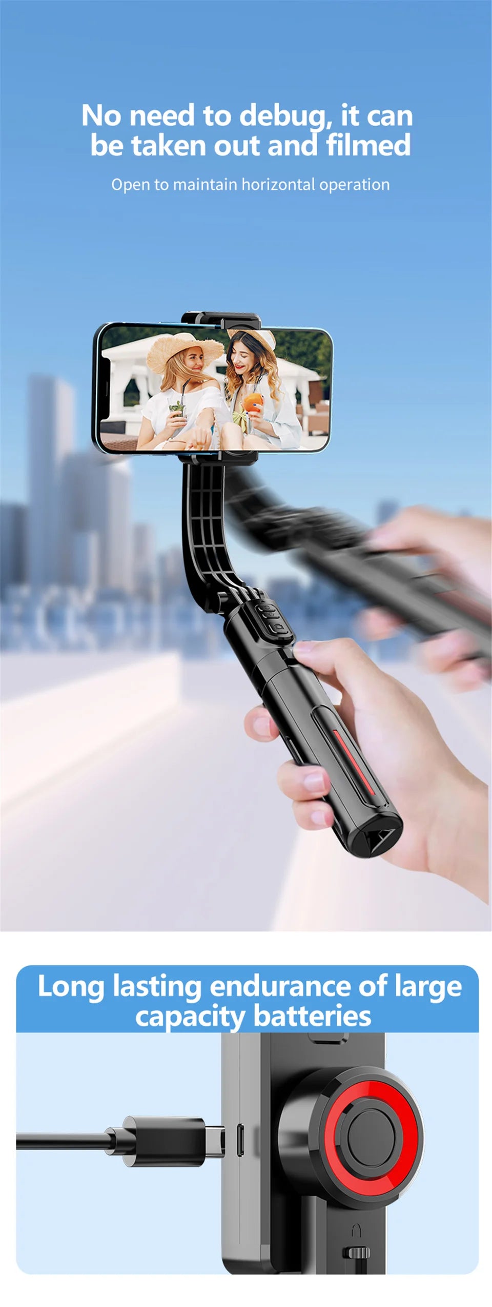 FANGTUOSI Handheld Gimbal Stabilizer 360° Rotation Estabilizador Anti Shake Selfie Stick Fill Light For Phone Stabilizer Tripod