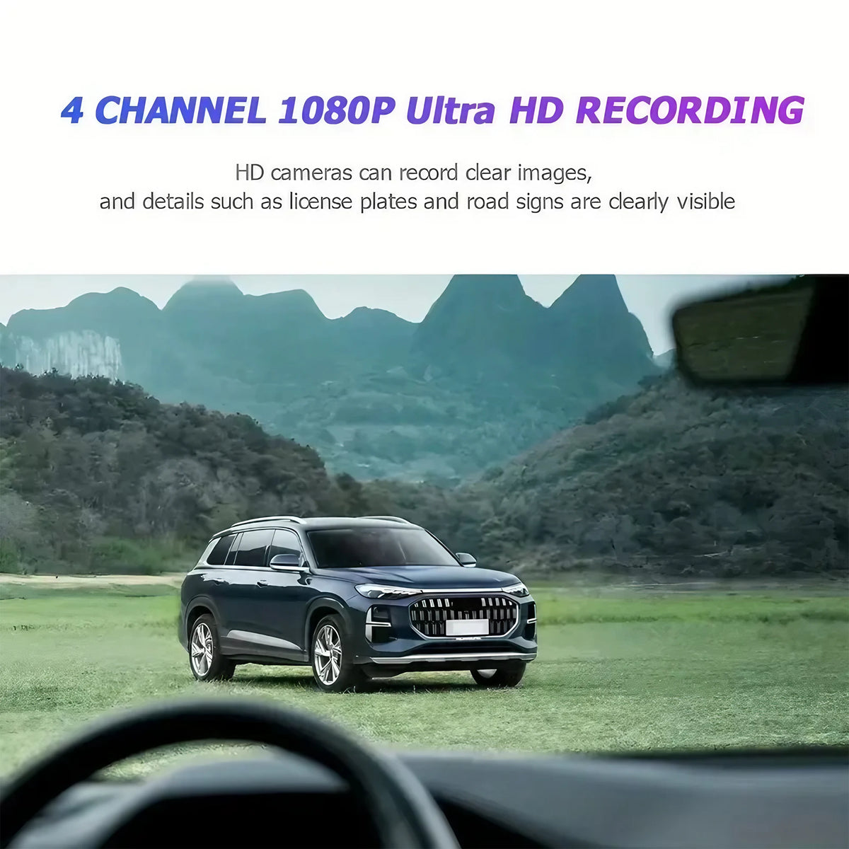 4 Lens Dash Cam 1080P Full HD 360 Degree View Car DVR 3.16 Inch IPS Screen Night Vision G Sensor Loop Recording Parking Monitor Wide Angle Laptop Connection Dashboard Camera for Complete Interior Exterior Safety Professional