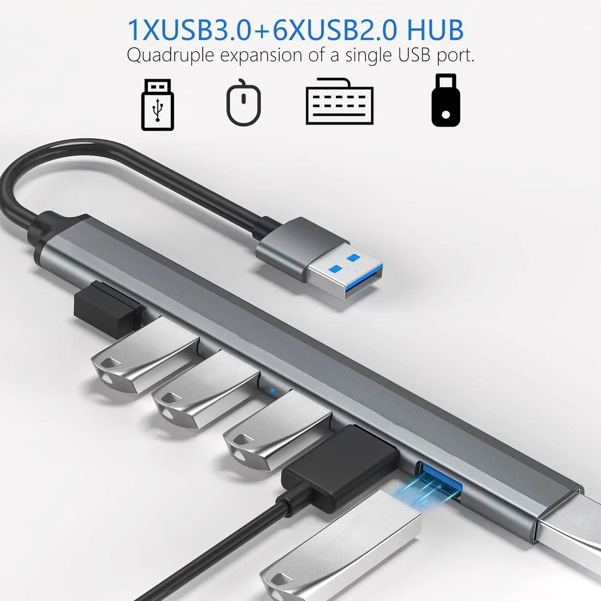 USB HUB Dock 3.0 7 Port USB 2.0 3.0 Hub Multi Splitter Adapter OTG Type C HUB For Lenovo HUAWEI Xiaomi Macbook Aluminum Alloy