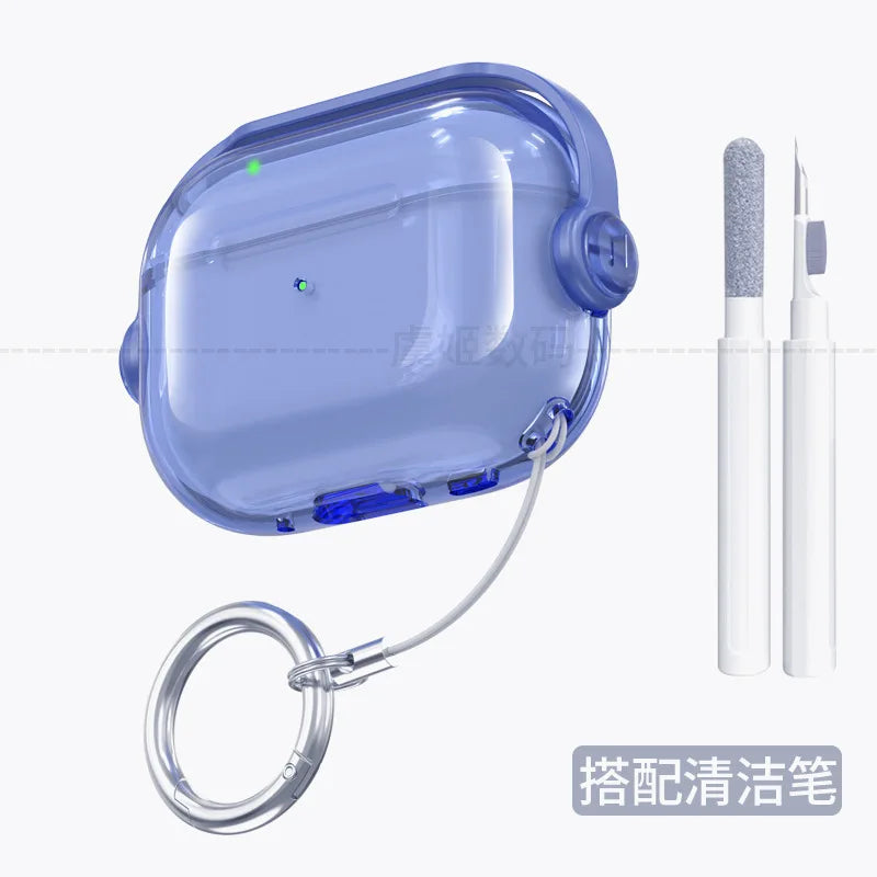 For AirPods Pro3 2 Pink Clear Case Cute Music Stand Holder Silicone Soft TPU Protective Earphone Cover For Airpods 5 4 2 3 case