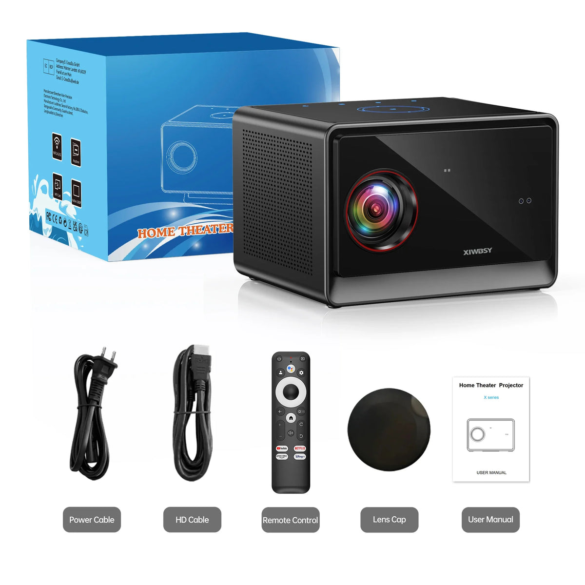 XIWBSY 64GB Google TV Projector 4000ANSI Offline Cinema Beamer 4K HD Video Projector Android 14.0 Sealed Optical Projector