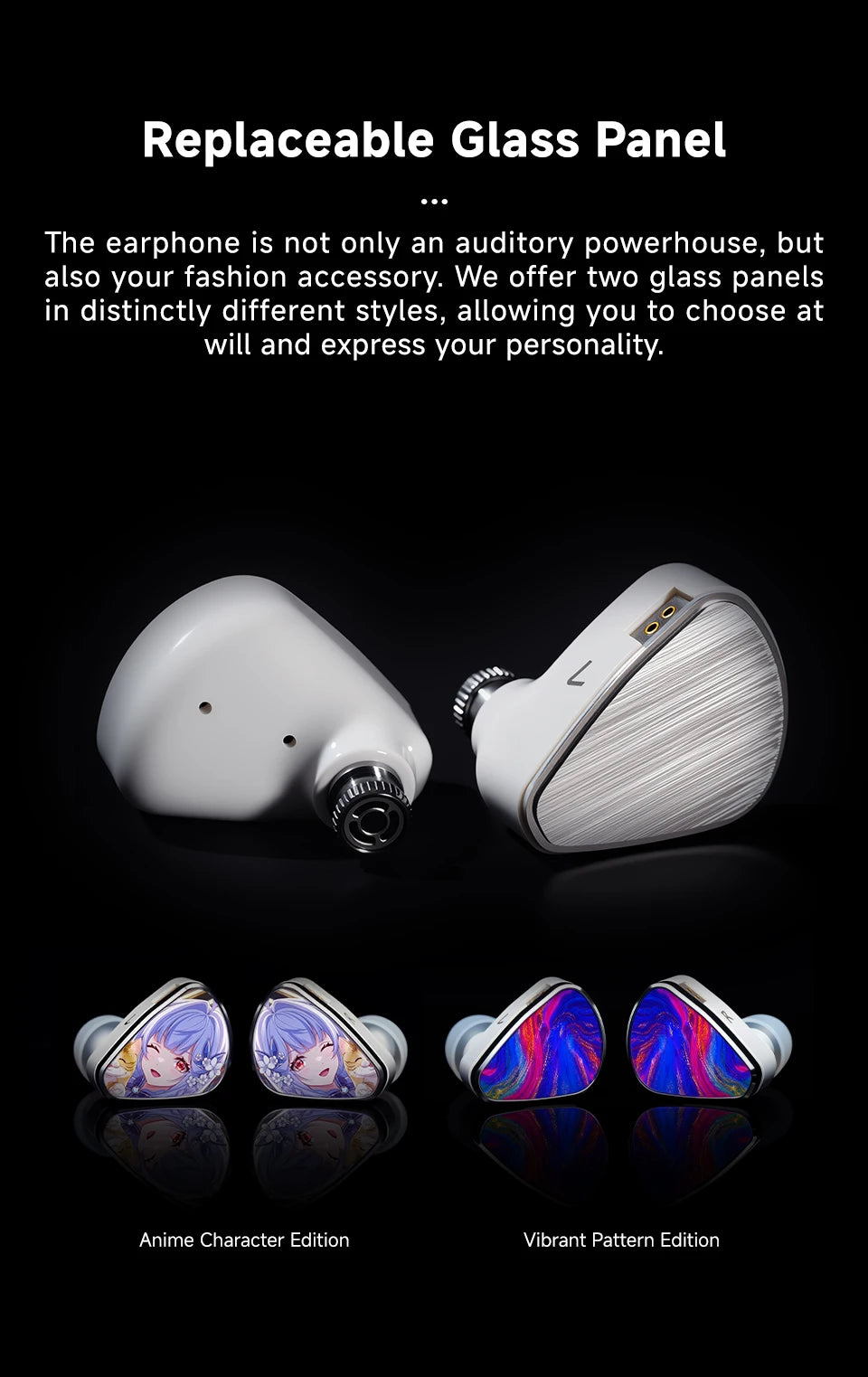 CVJ JEMINE Gaming Earphones 1DD+1BA Hybrid Driver Wired Earbuds Detachable Faceplate HiFi In-Ear Monitor Gaming Music Dual Style