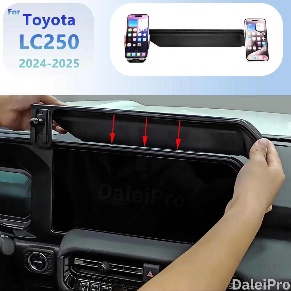 For Toyota Prado LC250 250 2024 2025 Multifunctional Storage Box Dual Phone Holder Car Magnetic Phone Holder Magsafe Charger