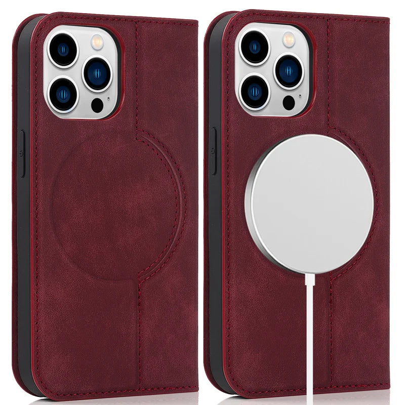For Magsafe Wallet Leather Flip Case For iPhone 12 13 14 15 16 Pro Max mini Magnetic Wireless Charging Book Folio Cover