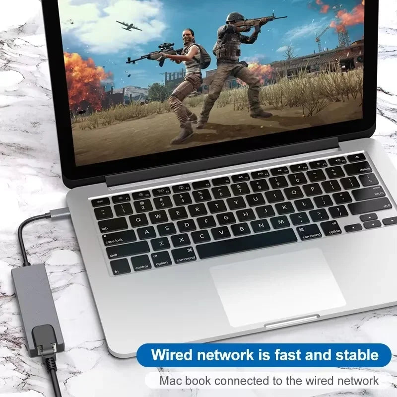 5 in 1 USB C Hub to 4K HDMI-compatible USB 3.0 2.0 Type C Charging RJ45 100M Splitter USB 3.0 5Gbps High Speed USB C HUB Adapter