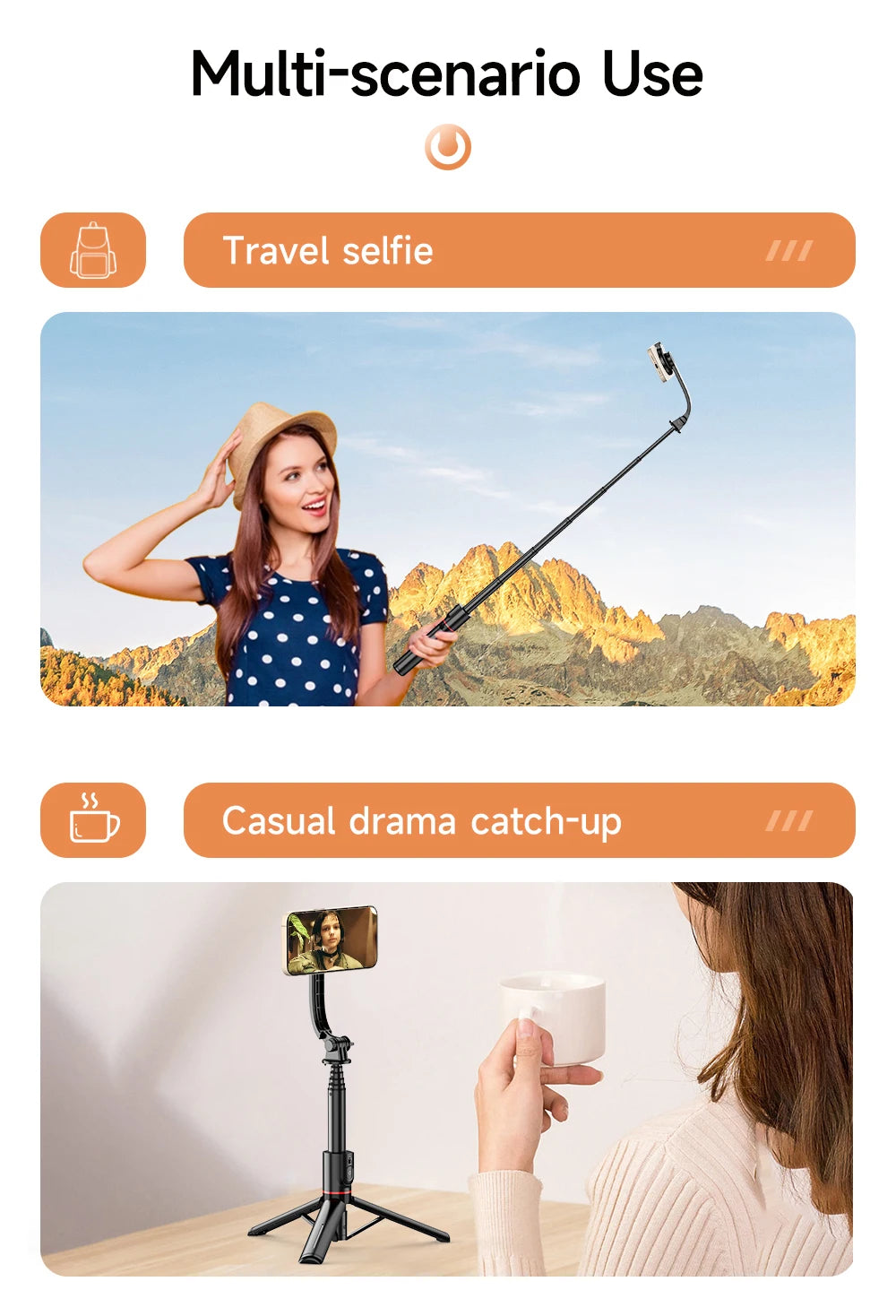 Wireless Selfie Stick Tripod Stand with Magnetic Bluetooth Remote Extendable Tripod for Apple iPhone Live Streaming Video Record