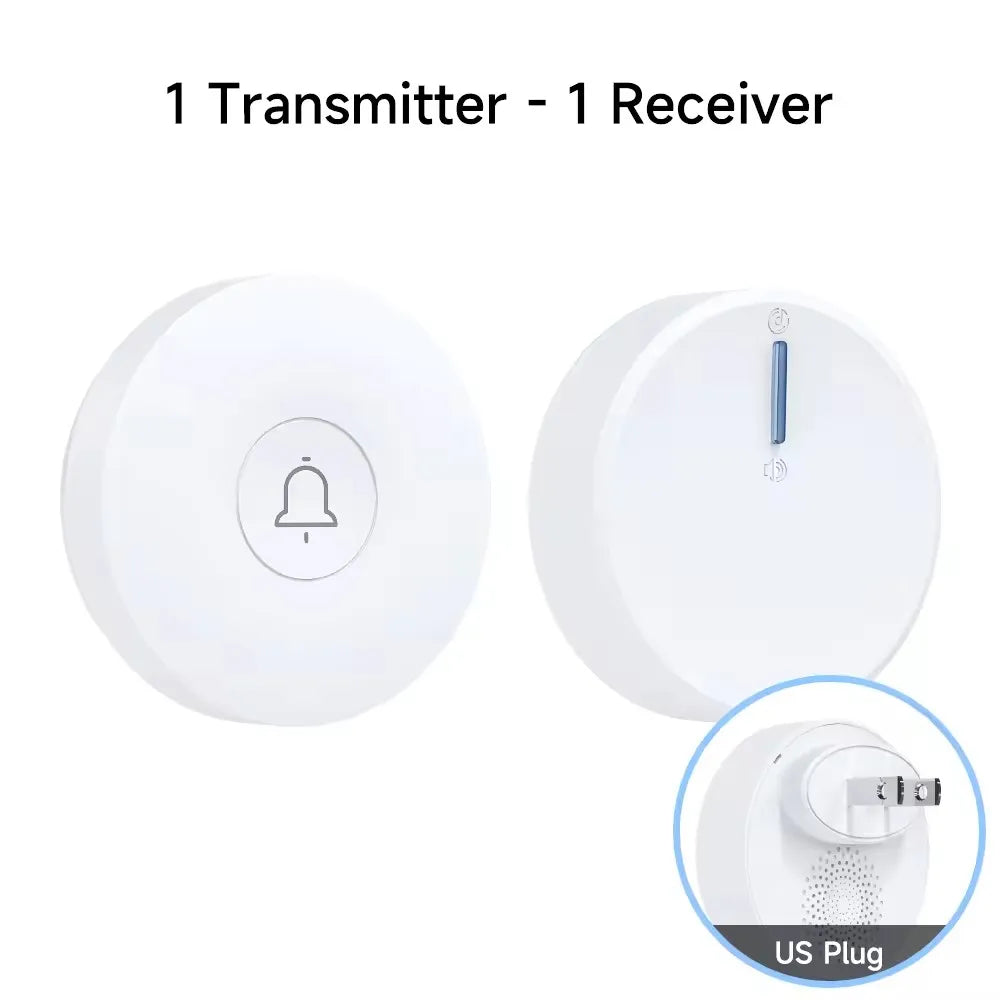 Outdoor Waterproof Circular Self Generating Wireless Doorbell Compatible With Ac 110v-240v Us/Eu Plug Ultra Long Distance Caller