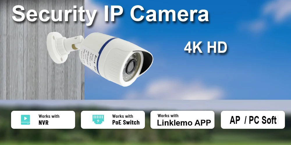 JIENUO 4K Poe Camera IP Outdoor Waterproof Security Surveillance Night Vision 4MP 5MP 8MP Onvif Audio CCTV Video HD Home Cam Net