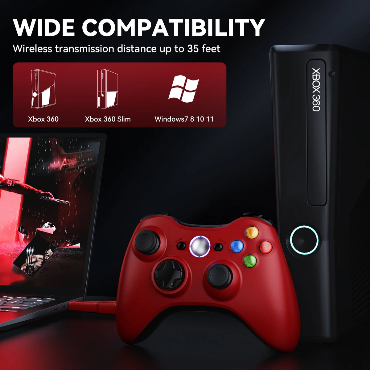Wireless For Xbox 360 Controller Xbox 360 Slim/Elite/Winodow/PC Video Game Gamepad 6axis Joystick Dual Vibration 2.4G Gaming