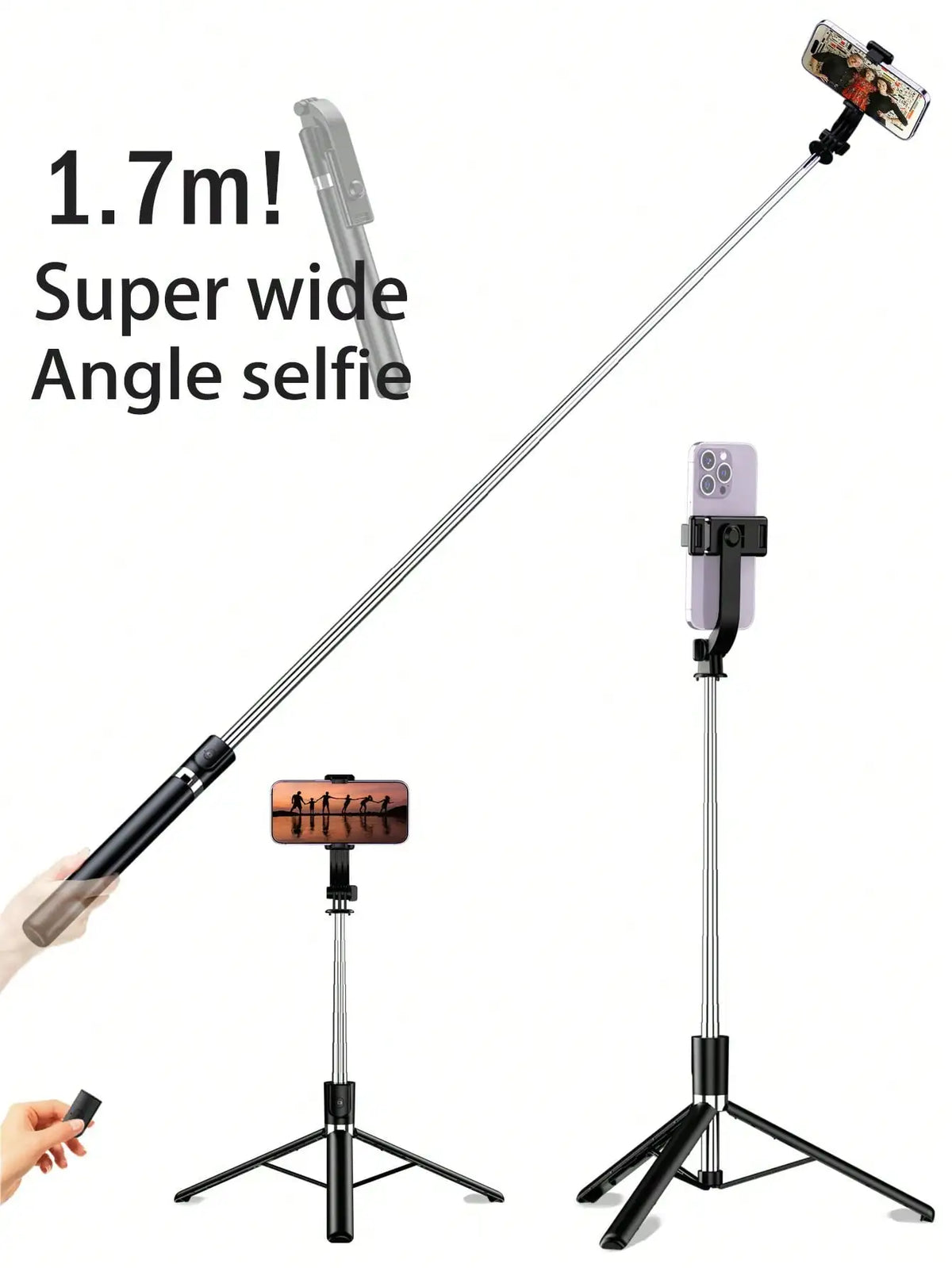 1700mm Selfie Stick Wireless Selfie Stick Phone Tripod Extendable Stand Foldable Monopod For Smartphones Balance Steady Shootin