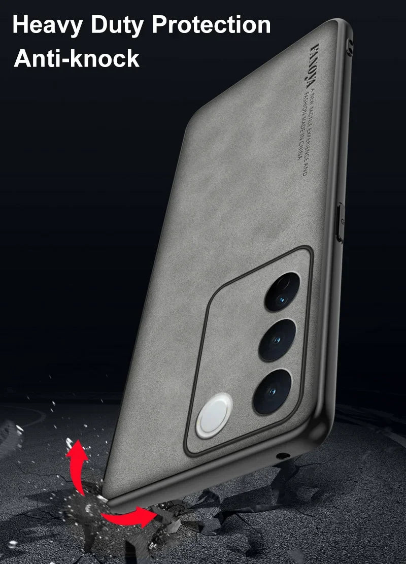 For Vivo V27E V27 E Case Luxury PU Leather Phone Case For Vivo V27 S16 Pro 5G S16E Back Cover Matte Silicone Full Protection