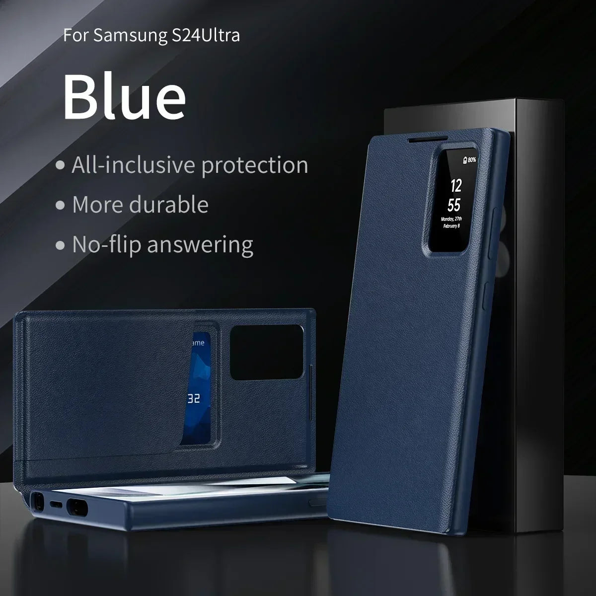 Original Business S-view Leather Flip Case For Samsung S25 S24 S23 S22 Plus Ultra LED Display Windows Card Pockets Protect Cover
