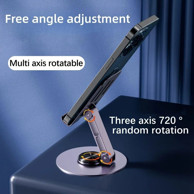 720 Rotate Aluminum Alloy Tablet Holders for IPad Adjustable Folding Lazy Desktop Live Desk Holder Mobile Phone Stand Mount