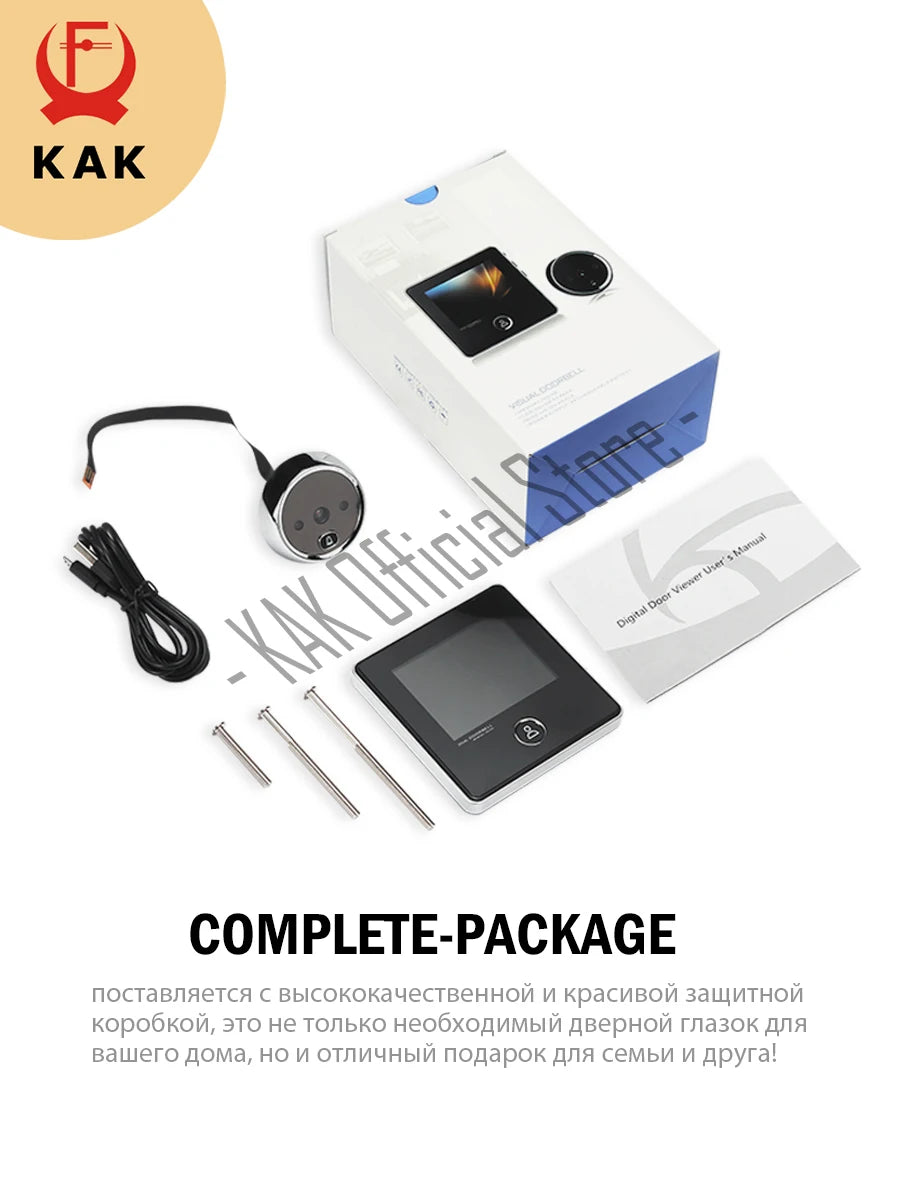 KAK 2.8" Electronic Door Viewer Camera Smart Peephole Doorbell Clear Night Vision Door Camera Photo Record Digital Door Viewer