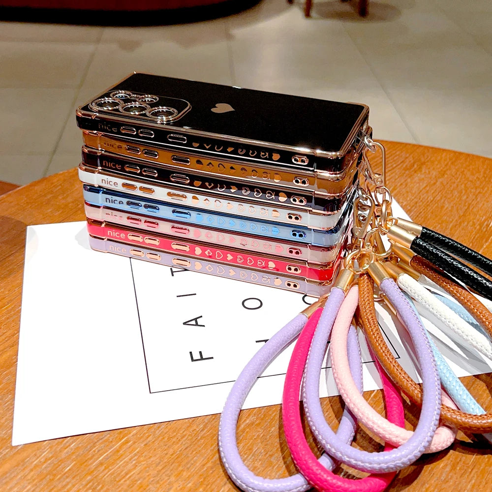 Soft TPU Chain Lanyard Case For Samsung Galaxy S26 S25 S24 S23 S22 S21 Ultra Plus FE A57 A37 A17 A56 A16 A36 A55 A15 5G 4G Cover