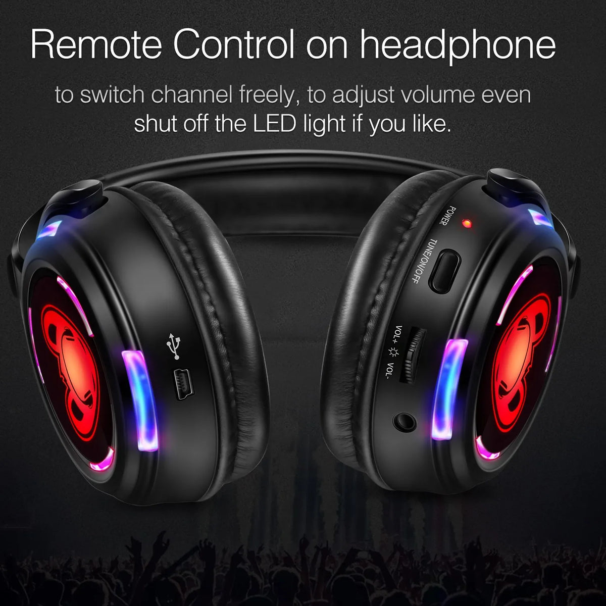 Best Silent Disco Headset Party System LED Flashing Headphones with 3-CH 500M Transmitter- RF Wireless For iPod MP3 DJ Music
