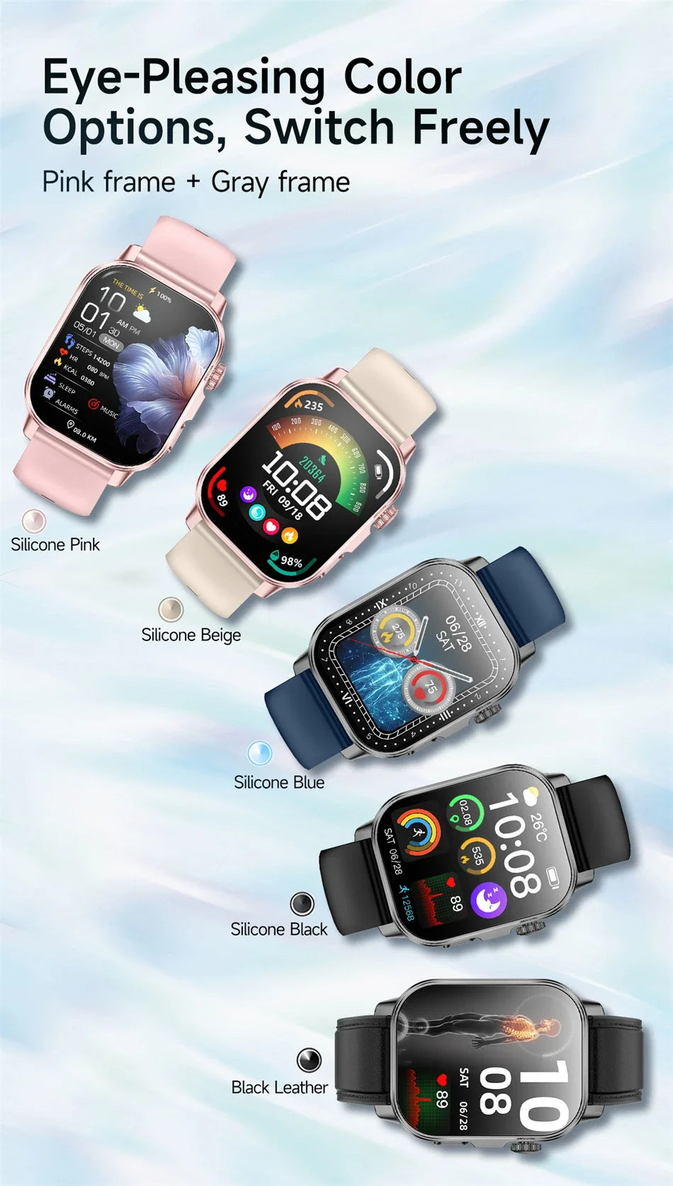 2026 New Professional-Grade Health Smart Watch Men ECG BP HR Uric Acid Lipid BMI Body Analysis Bluetooth Call Smartwatch Women