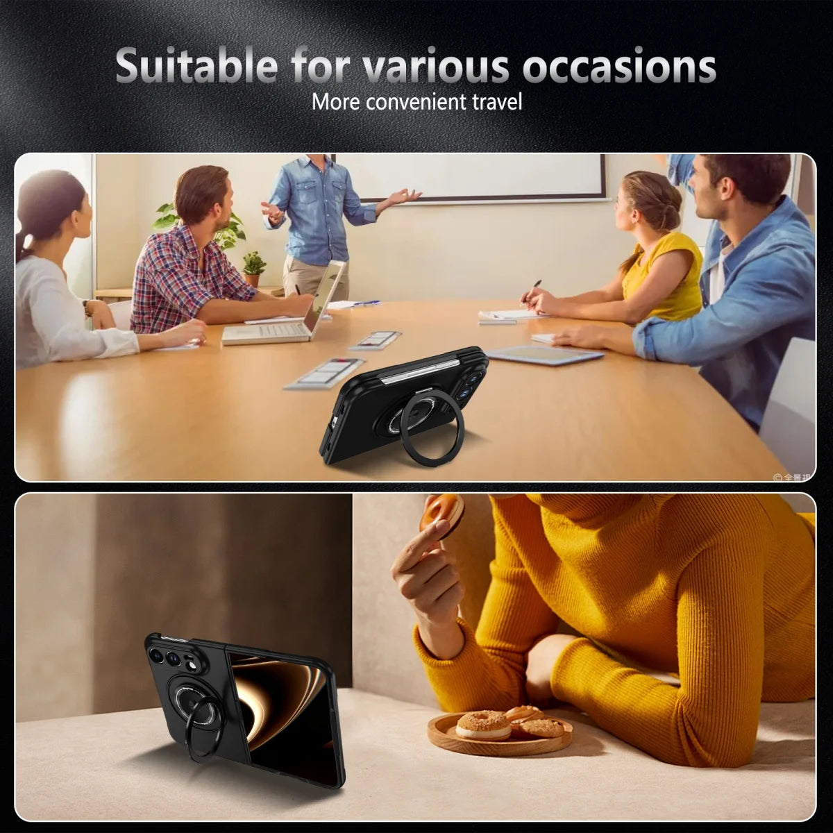 Luxury for Magsafe Wireless Charging Rotating Magnetic Stand Phone Case for IPhone Duo 18 Fold Lens Protector Shockproof Cover