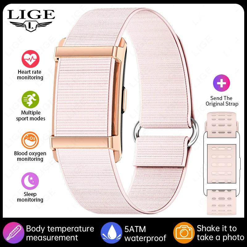 LIGE New No Screen Smart Bracelet Heart Rate Thermometer Men's Wristbands Waterproof Sports Fitness Men Women Smart Watch 2026