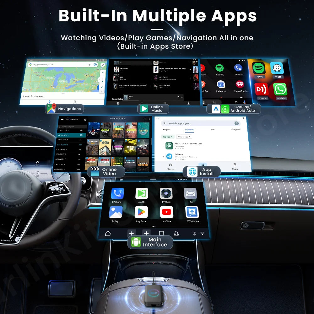 CarlinKit LiteS Android Tv Box Wireless Carplay Android auto Adapter Support Youtube Netfilx IPTV Spotify Car Radios Accessories
