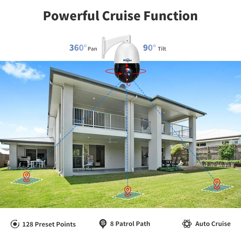 Hiseeu 8MP PTZ POE Camera 30X Optical Zoom Outdoor 2-Way Audio Color Night Vision Street Surveillance IP Camera IP66 Waterproof