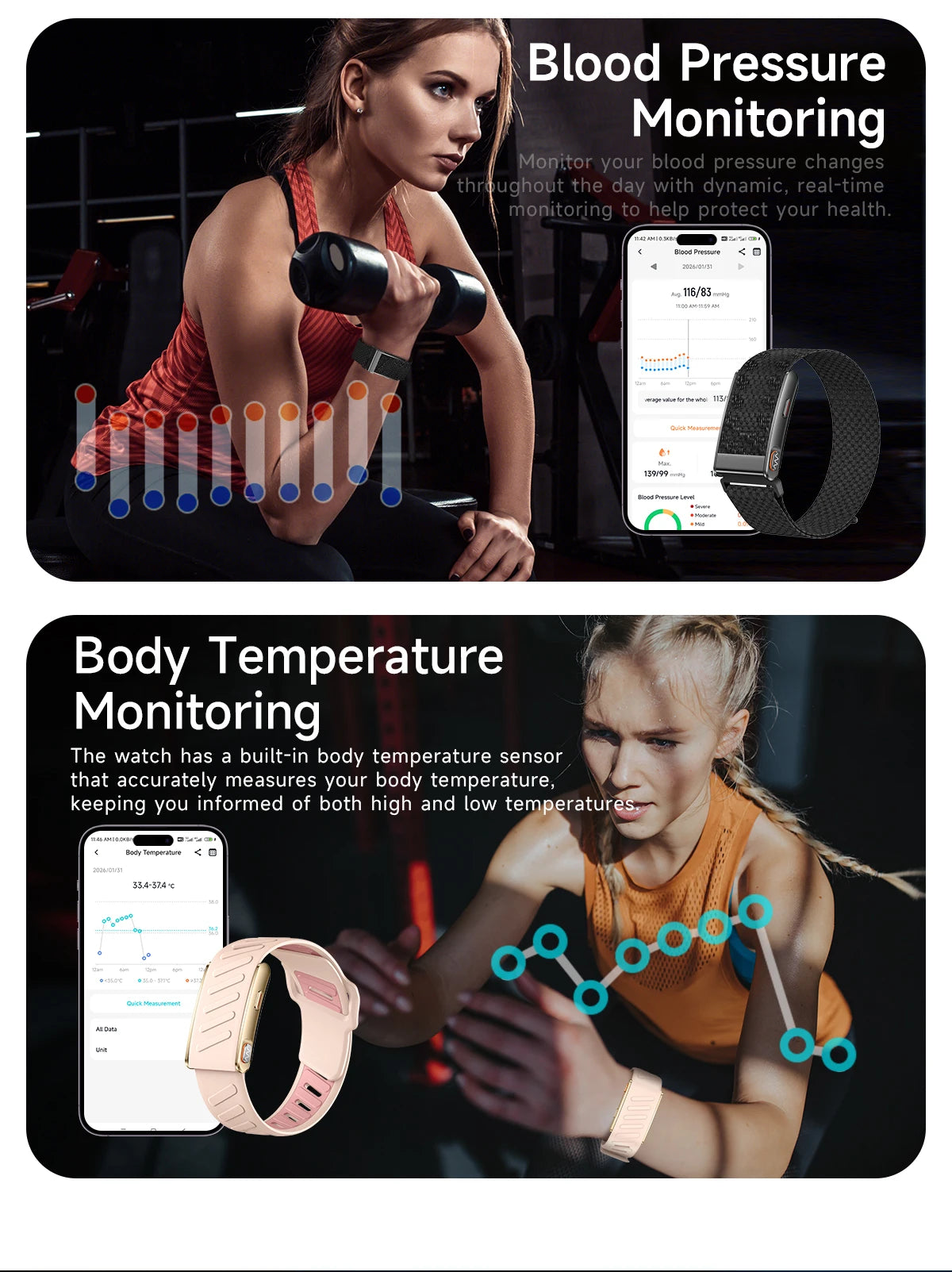 2026 New Screenless ECG+PPG Health Smart Bracelets 24/7 Heart Rate SpO2 Blood Pressure Body Fat 3ATM Fitness Tracker Smart Band
