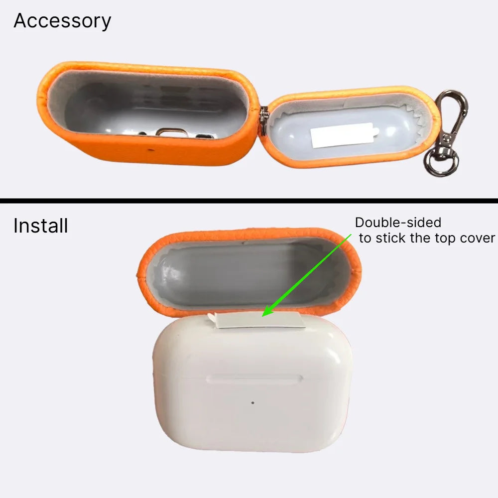 High End Business Bluetooth Earphone Case For Apple AirPods/2/3/4/5 Pro3/2 Retro Genuine Leather Litchi Texture Protection Cover
