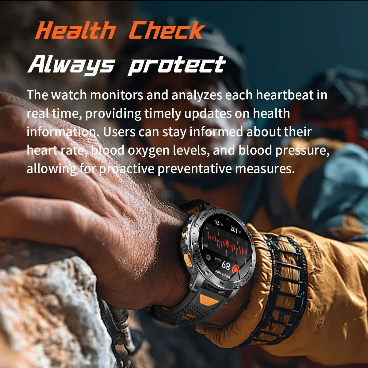 Ultra Large 1400mAh Battery Sport Smartwatch 1.7” Heart Rate Tactical Strong Flashlight 5ATM Waterproof Call Smart Watch For Men