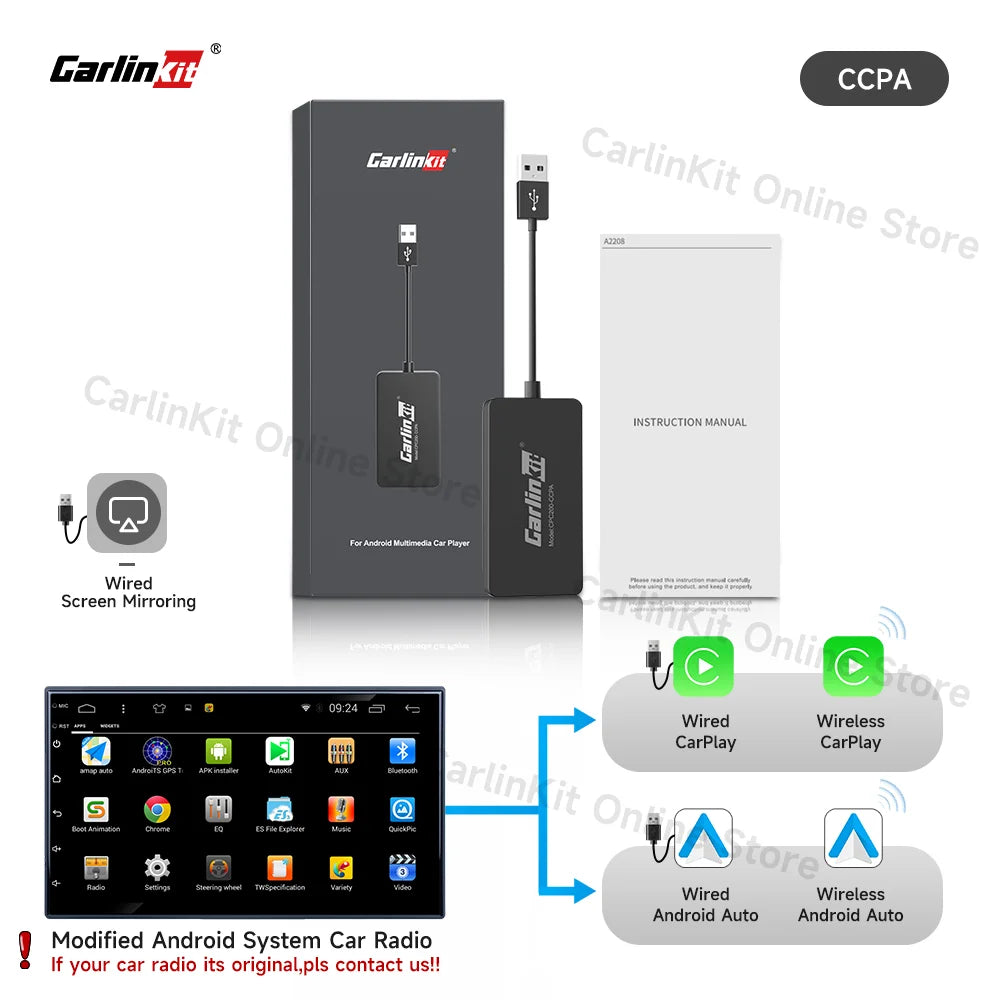 Carlinkit CarPlay Wireless Android Auto Wireless Dongle Screen mirroring for Android System Car Ariplay mirror link USB Wifi Ble