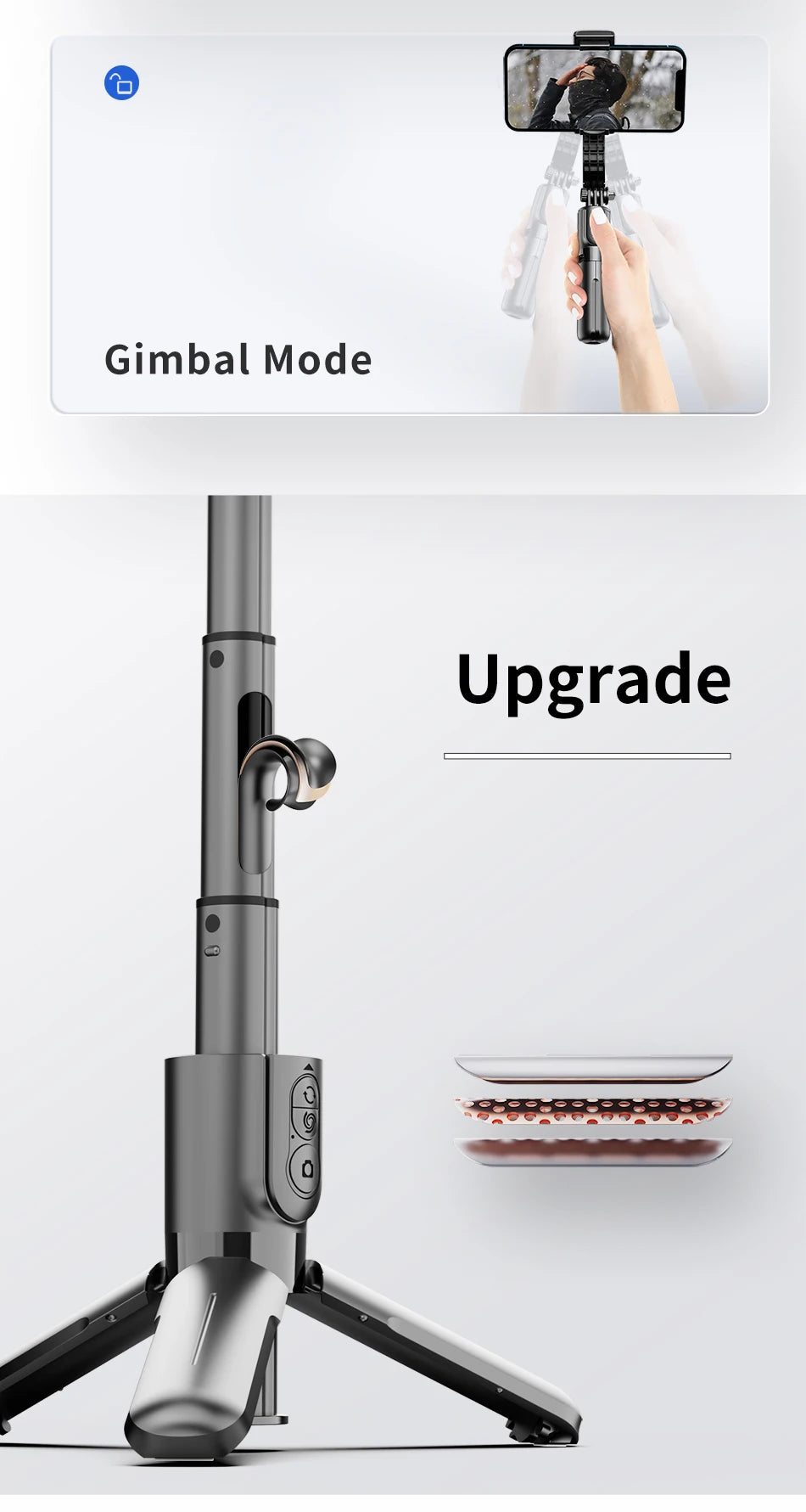 TOKQI Handheld Stabilizer for Stream Anti‑Shake Gimbal Selfie Stick With 3‑Color Adjustable Fill Light Wireless Remote Control 3
