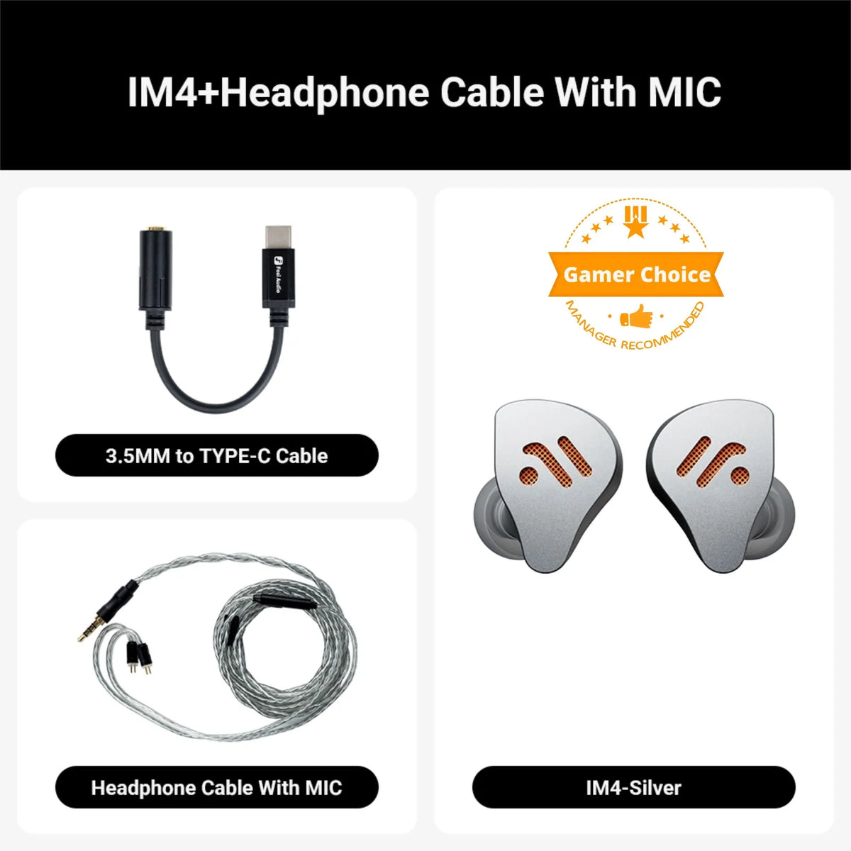 Fosi Audio IM4 Hifi Wired Earphones Open-Back Dynamic Drivers IEM Headphones For Music Monitoring Gaming Earbuds