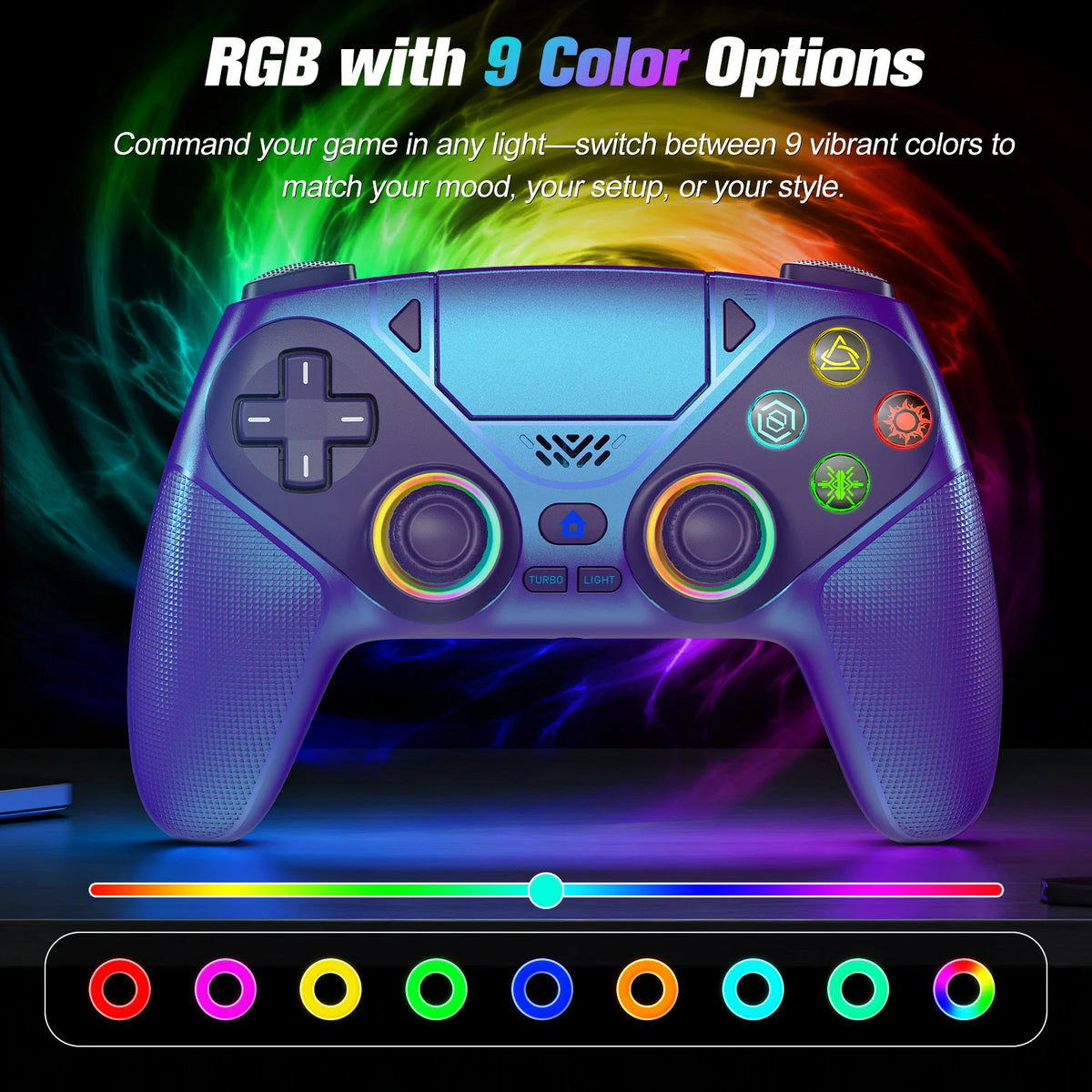 Controller For Playstation5 PS5/PS5 Pro/Slim/PC,RGB Wireless Gamepad Hall Effect Trigger Marco/Turbo Anti-Drift Game Joystick