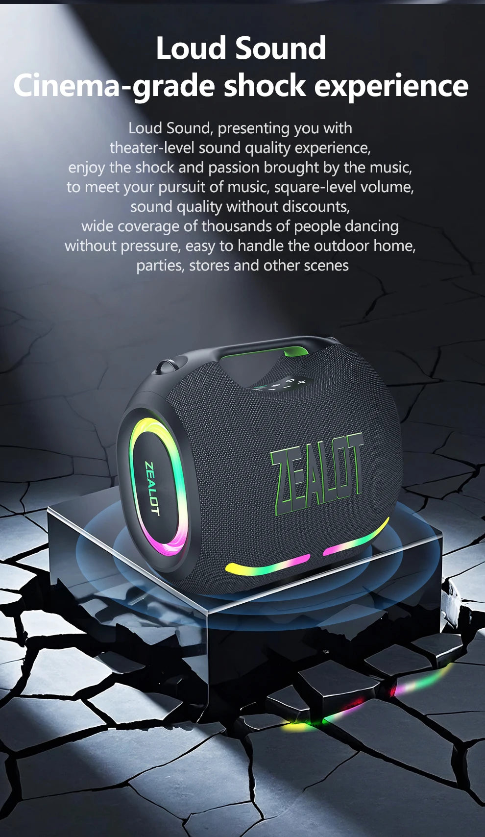 ZEALOT-ZE01 Wireless Bluetooth Speaker 120W TWS Subwoofer Bluetooth Speaker High Volume Waterproof Portable Power Bank HIFI Sound Quality Good-Looking Blue Speaker Long Battery Life