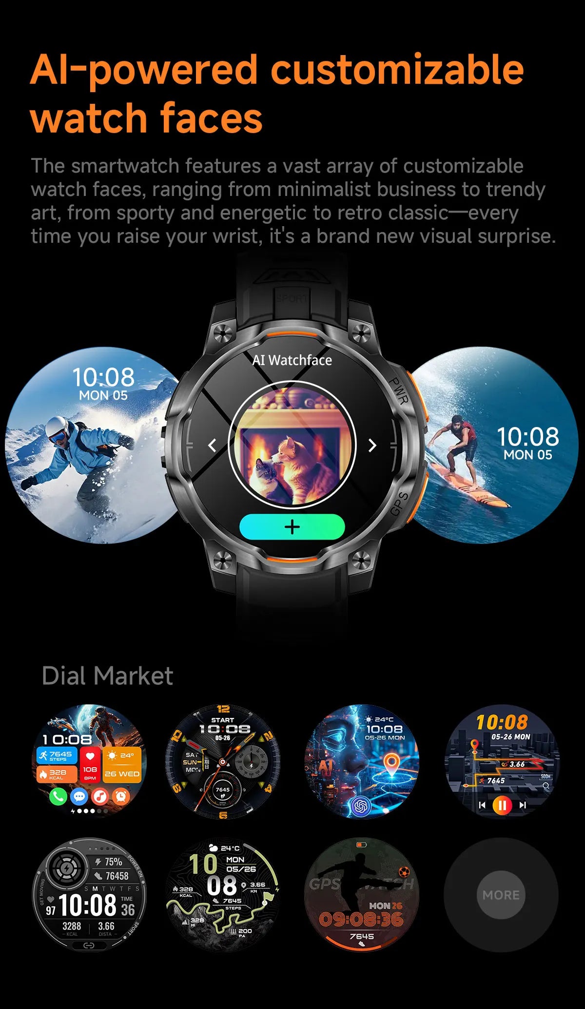 New Technology 2026 Offline Map GPS Smart Watch Men 1200mAh Battery Waterproof Compass Altimeter 100+Sports Military Smart Watch