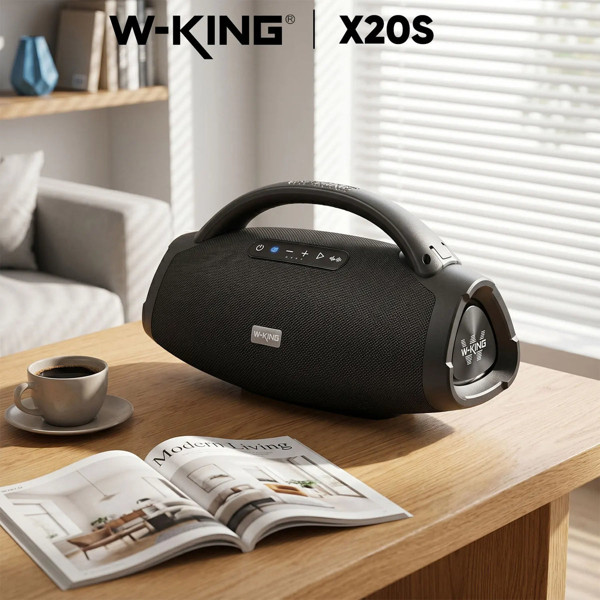 W-KING X20S Portable Bluetooth Speakers, 280W Stormbox Power With Subwoofer Ipx7/Guitar Input/Power Bank, TWS Connection Outdoor